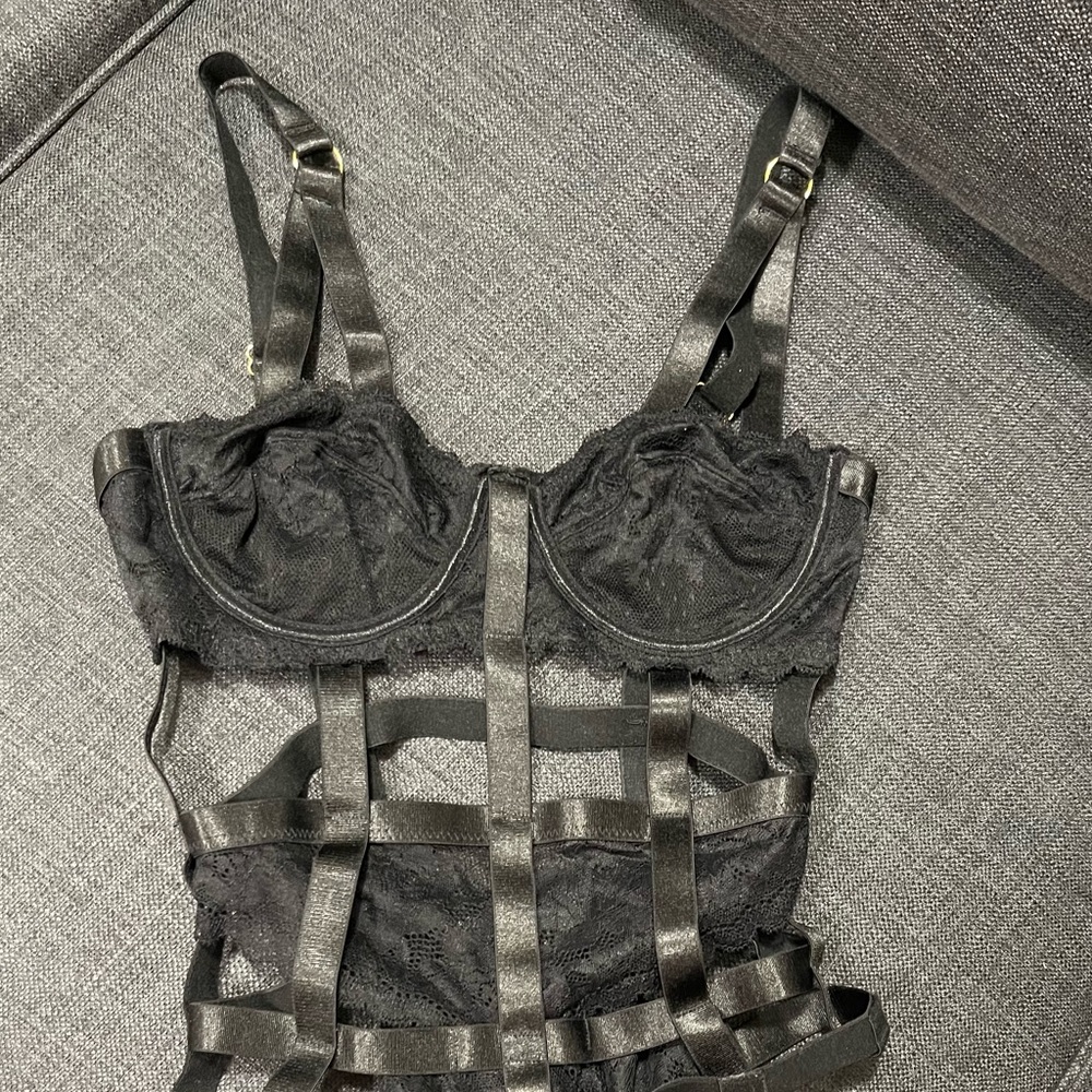 Black Lace Strappy Lingerie body suit